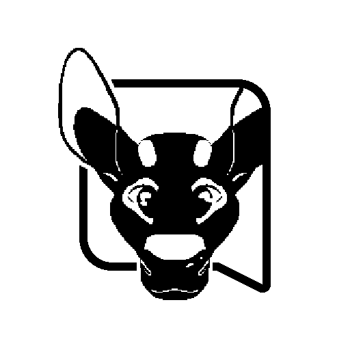 monochrome cyber deer in a chat icon greets you