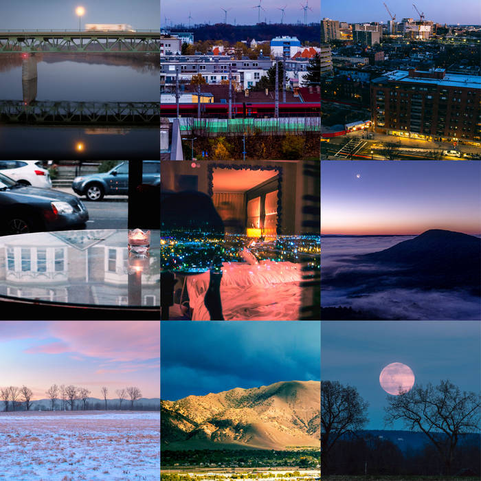 album art for music linked below, it's a grid of photos of places